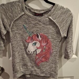 Miss Chievous Gray and Pink Unicorn Sweater